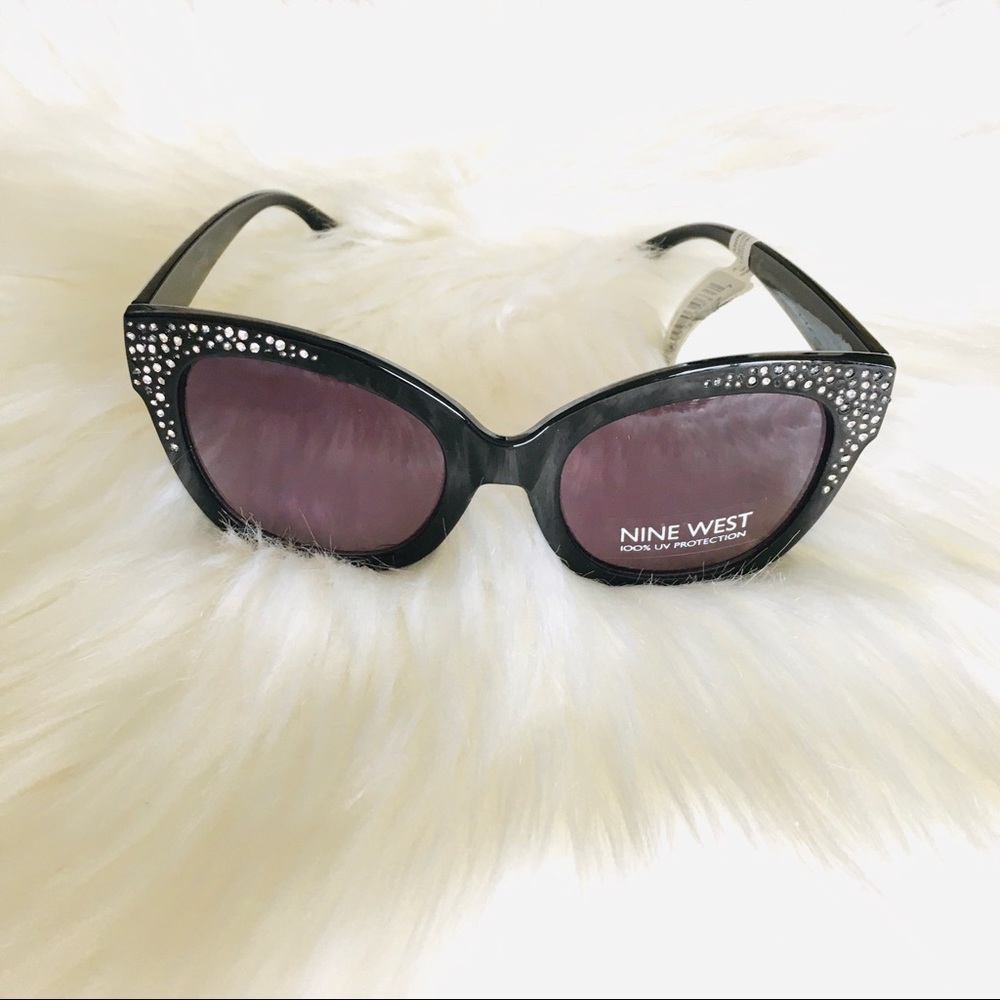 NWT Nine West Women’s Black Cateye Tinted Lens Sunglasses - Picture 5 of 9
